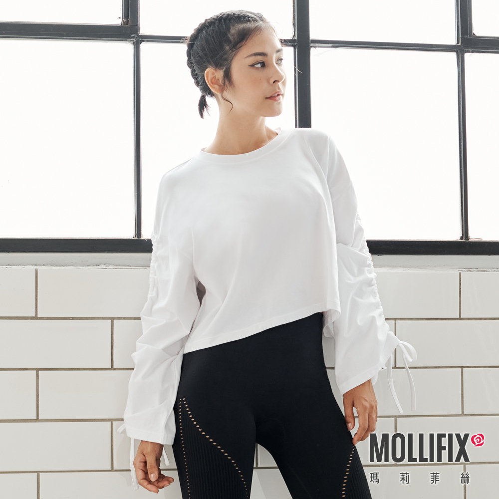 MOLLIFIX 隨性風格抽袖短版上衣