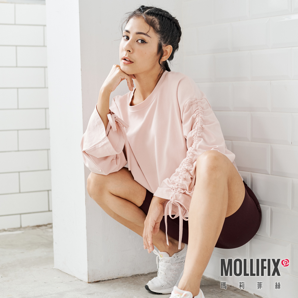 MOLLIFIX 隨性風格抽袖短版上衣