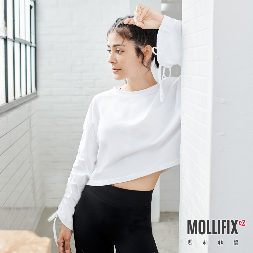 MOLLIFIX 隨性風格抽袖短版上衣
