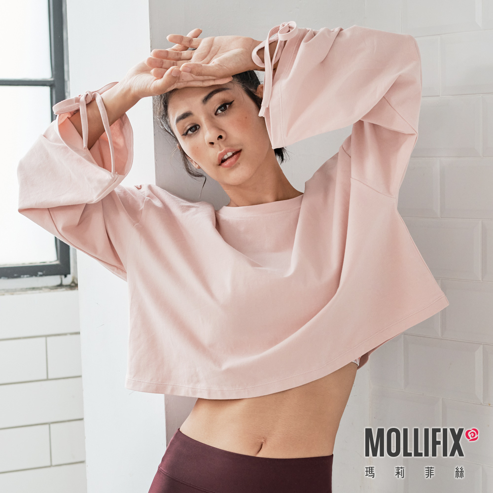 MOLLIFIX 隨性風格抽袖短版上衣