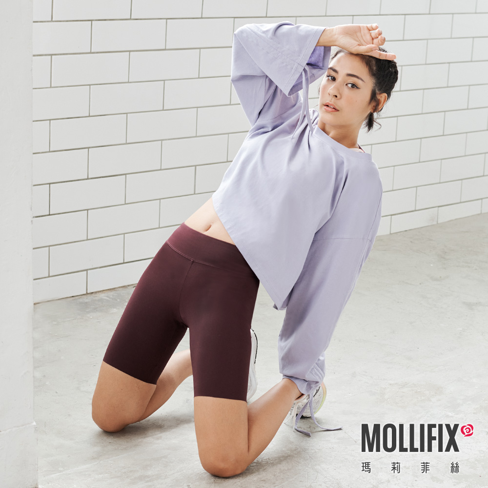 MOLLIFIX 隨性風格抽袖短版上衣
