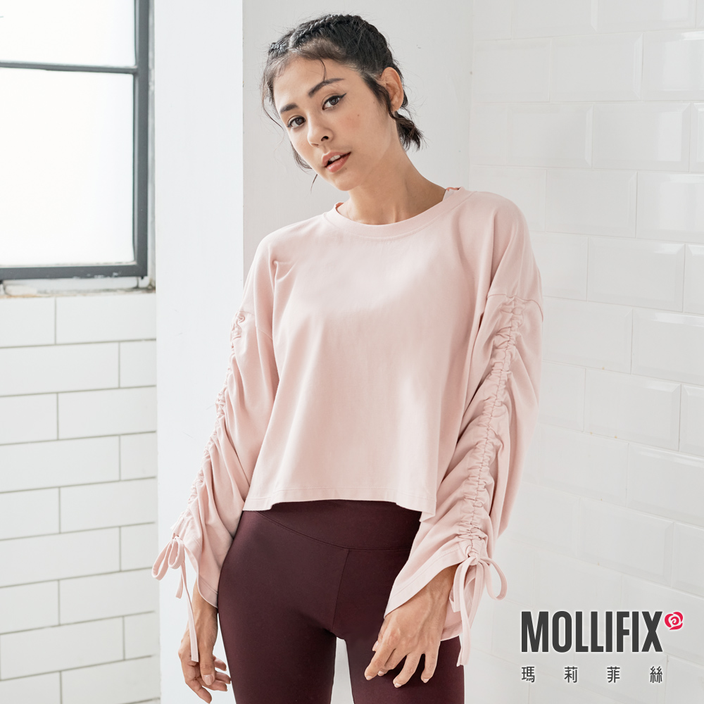 MOLLIFIX 隨性風格抽袖短版上衣