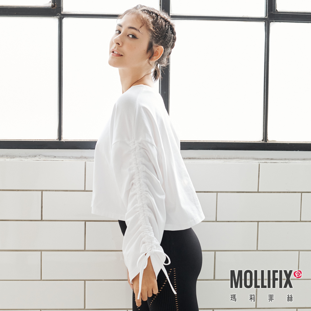 MOLLIFIX 隨性風格抽袖短版上衣