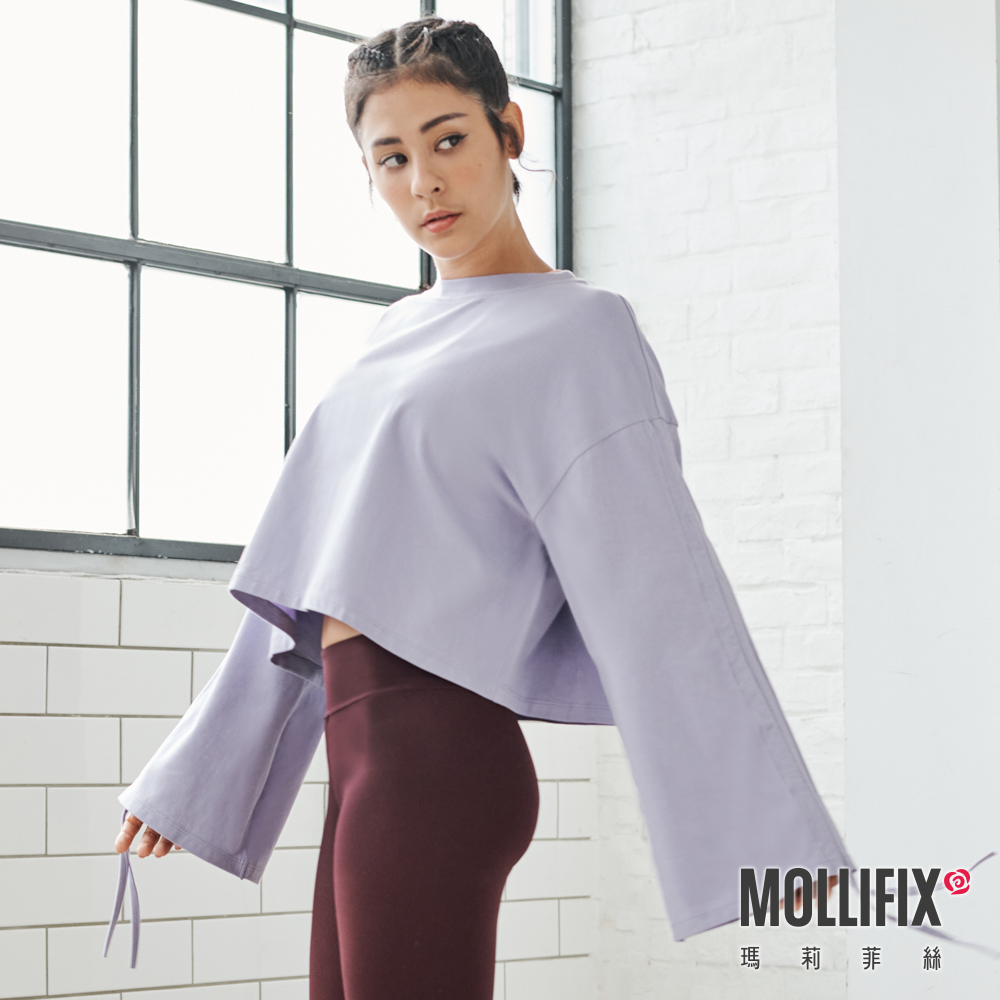 MOLLIFIX 隨性風格抽袖短版上衣