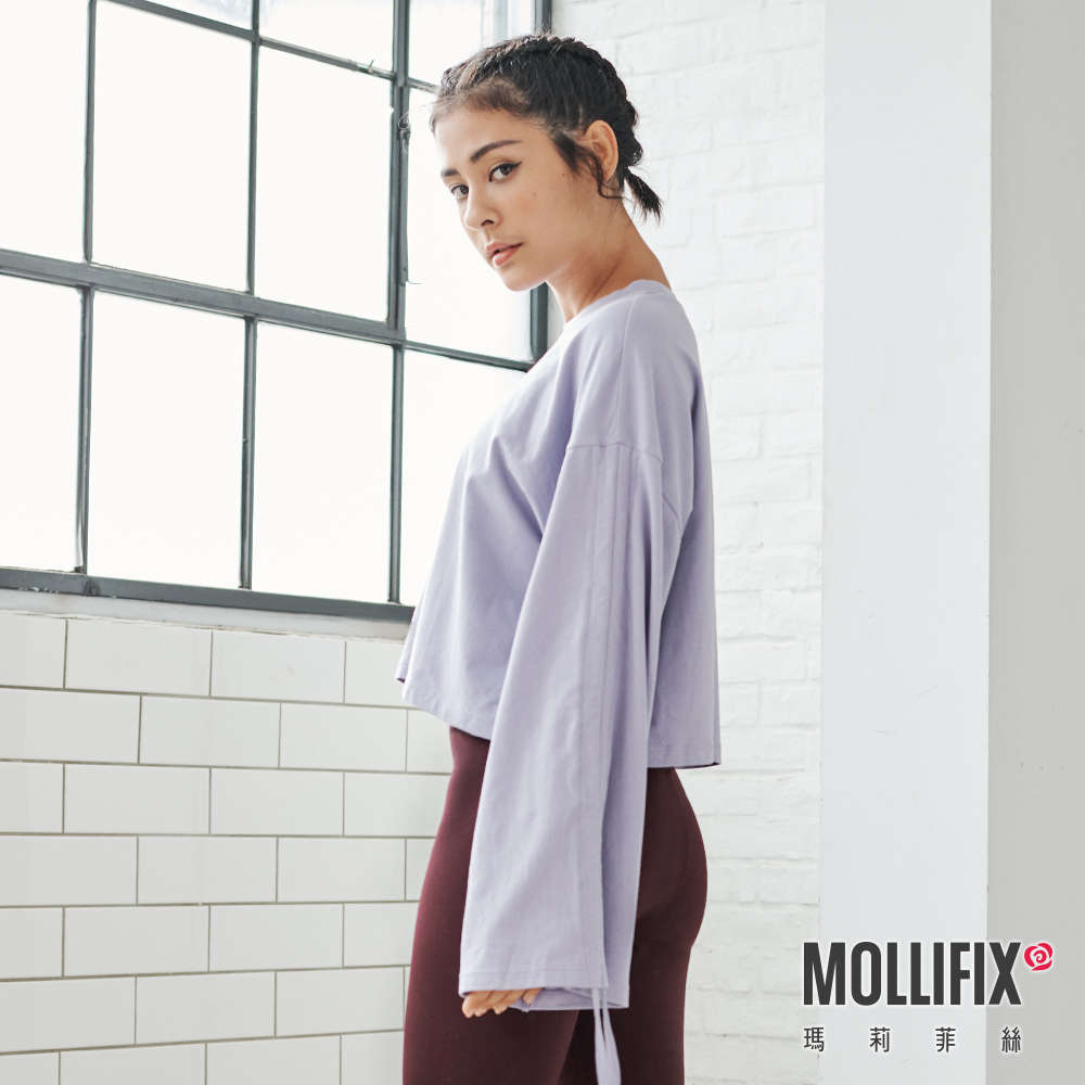 MOLLIFIX 隨性風格抽袖短版上衣