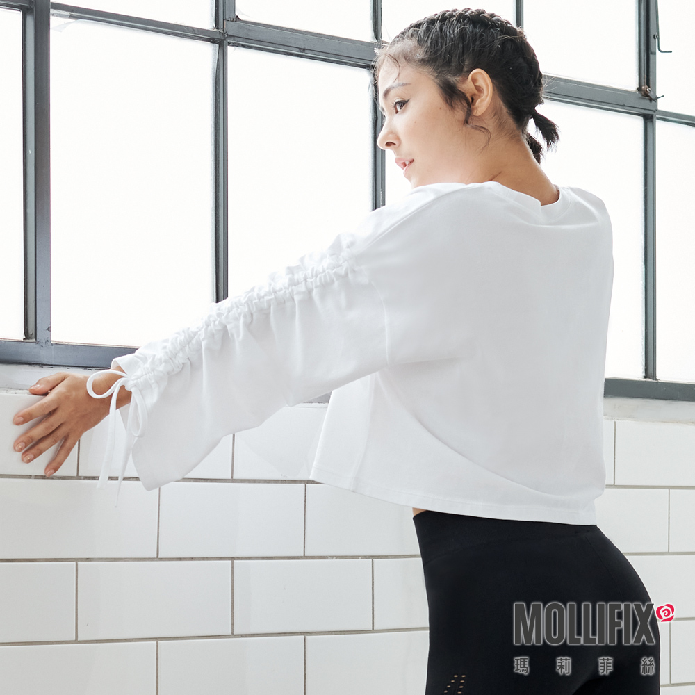 MOLLIFIX 隨性風格抽袖短版上衣