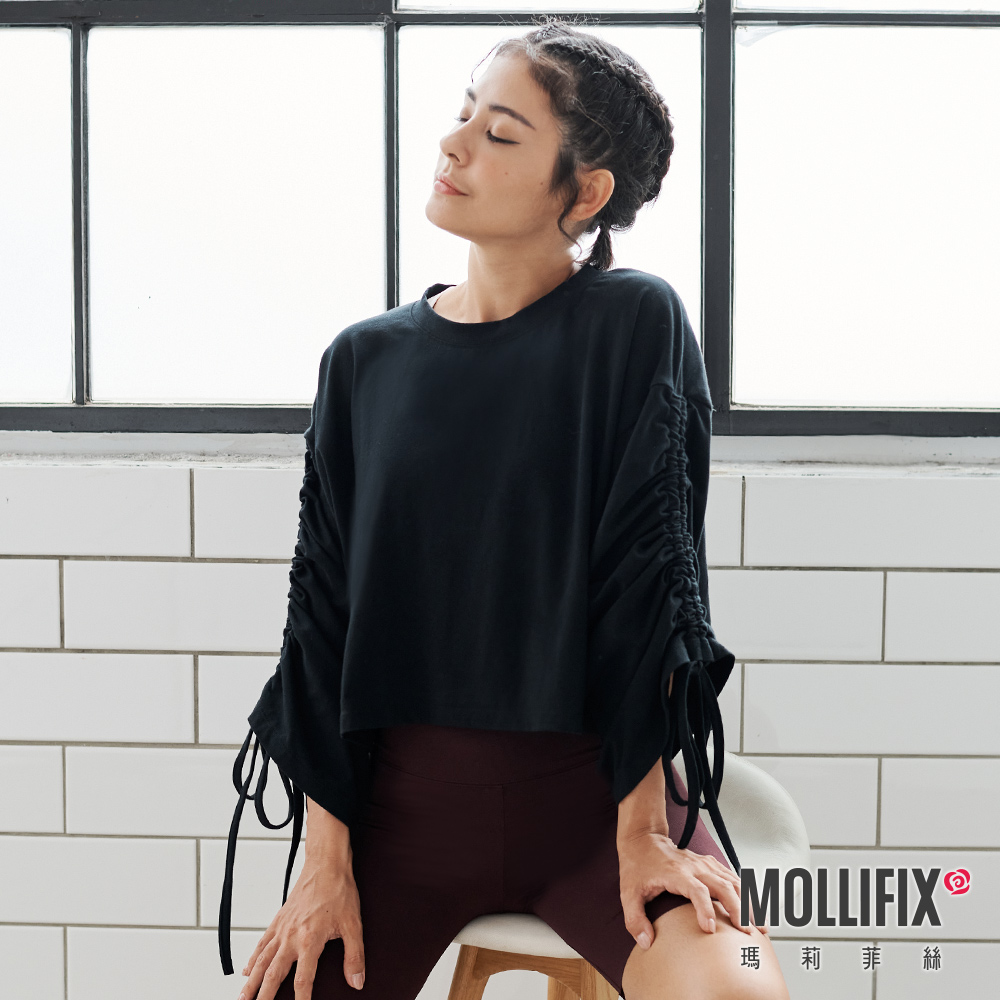 MOLLIFIX 隨性風格抽袖短版上衣