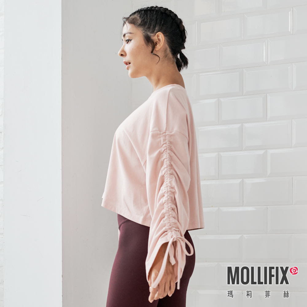 MOLLIFIX 隨性風格抽袖短版上衣