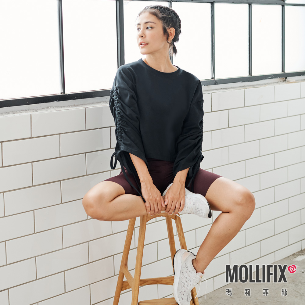 MOLLIFIX 隨性風格抽袖短版上衣