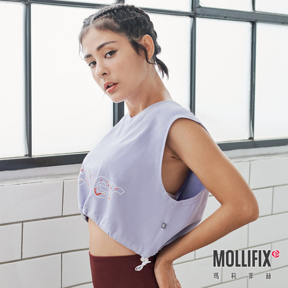 MOLLIFIX 寬版下抽繩街頭短背心