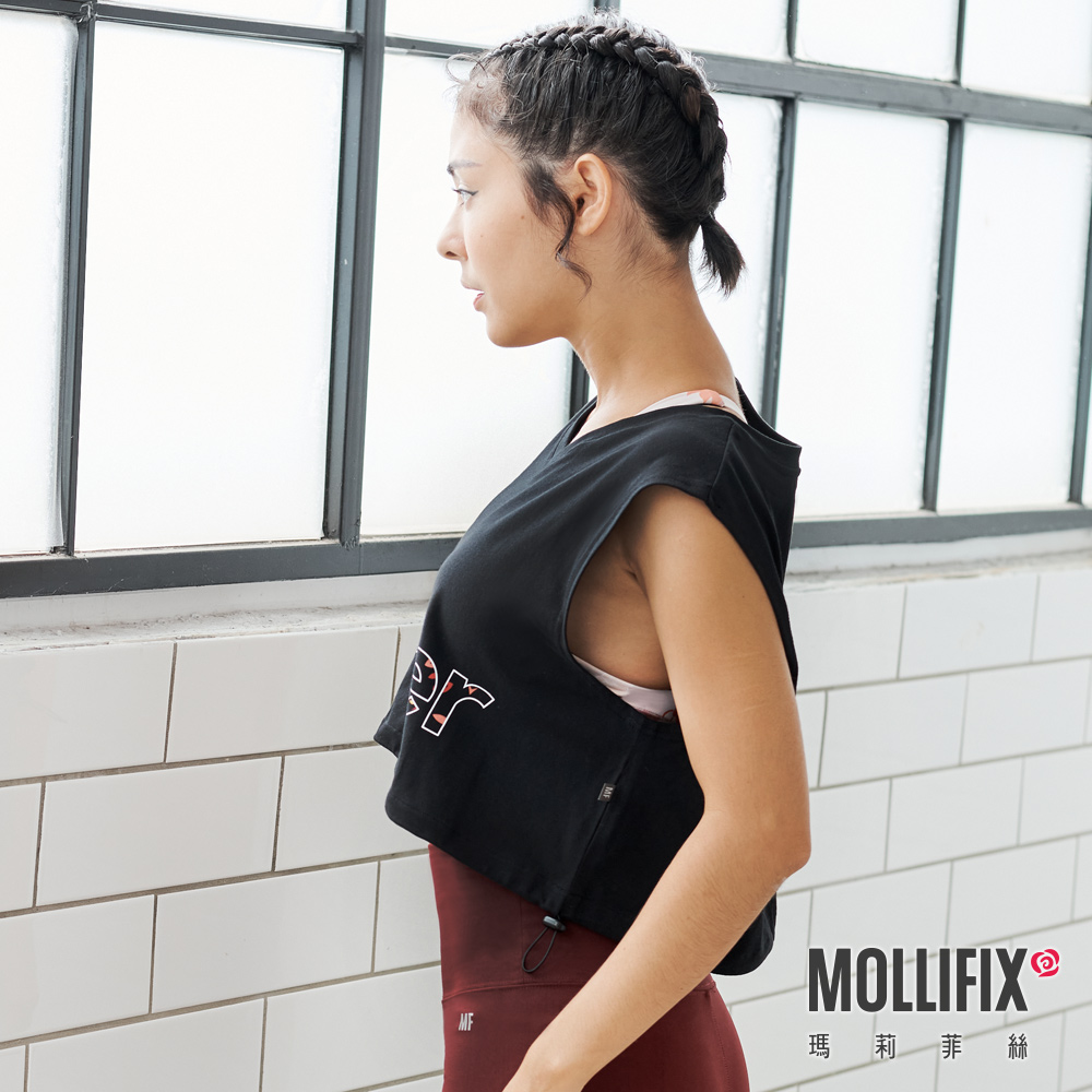 MOLLIFIX 寬版下抽繩街頭短背心