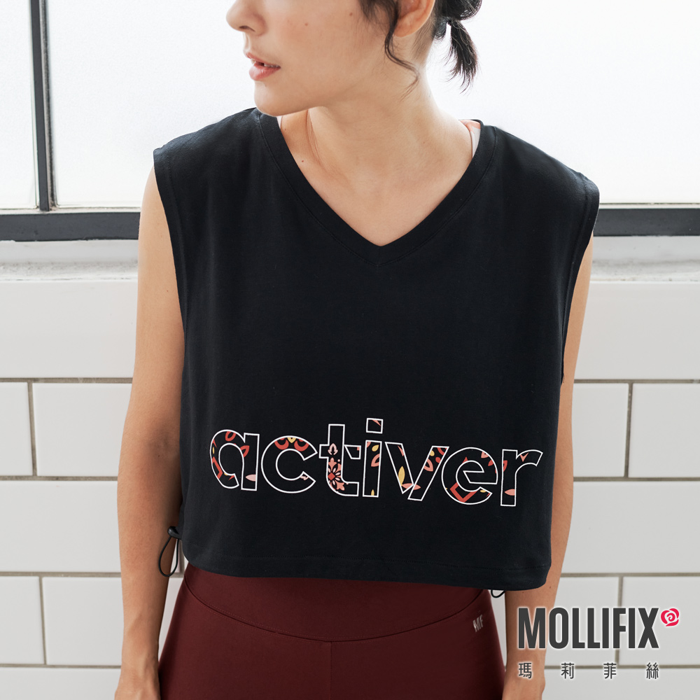 MOLLIFIX 寬版下抽繩街頭短背心