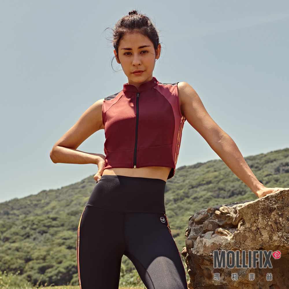 MOLLIFIX 撞色短版拉鍊訓練背心