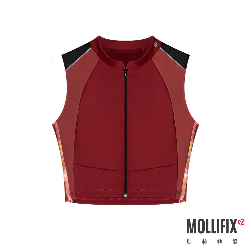 MOLLIFIX 撞色短版拉鍊訓練背心