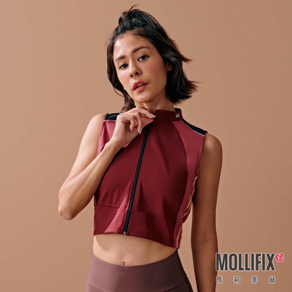 MOLLIFIX 撞色短版拉鍊訓練背心