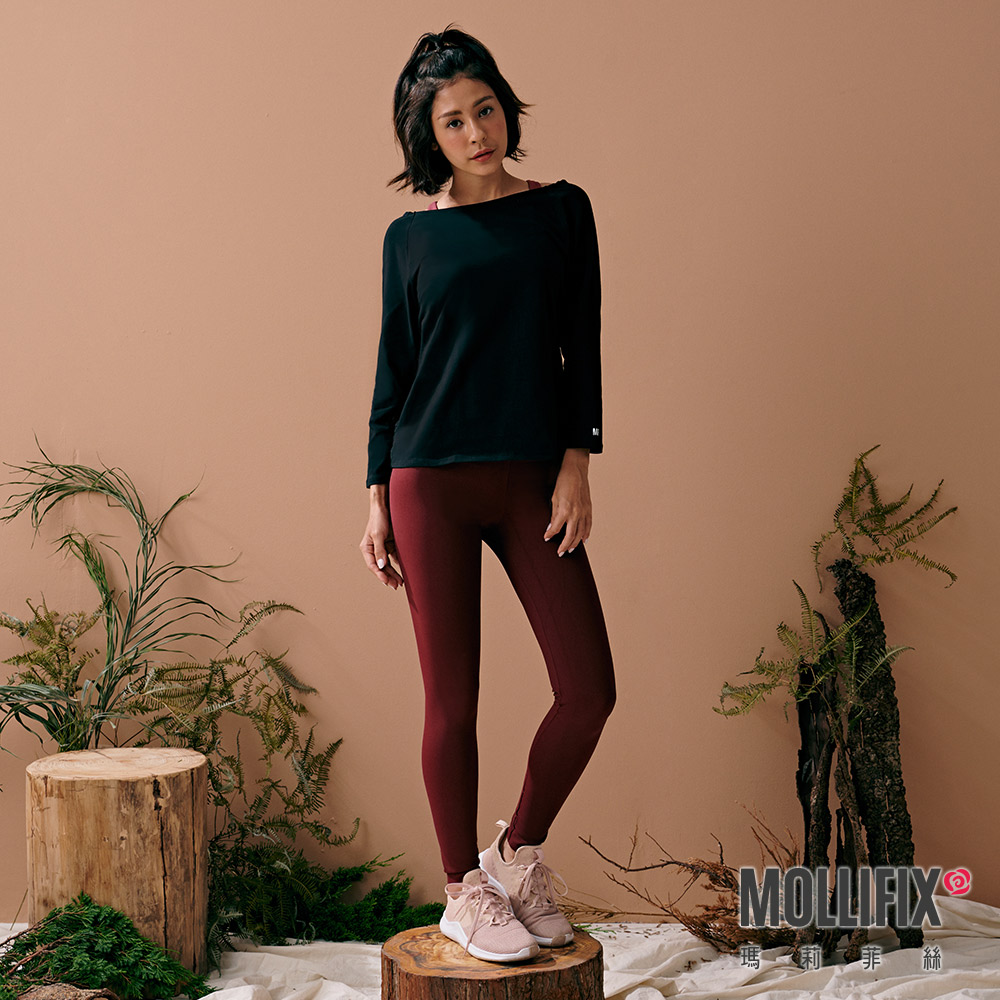 MOLLIFIX 後交疊垂墜7分袖上衣