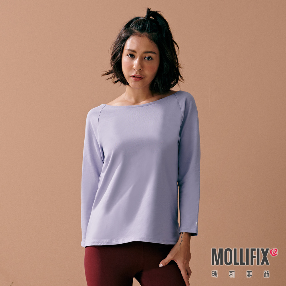 MOLLIFIX 後交疊垂墜7分袖上衣
