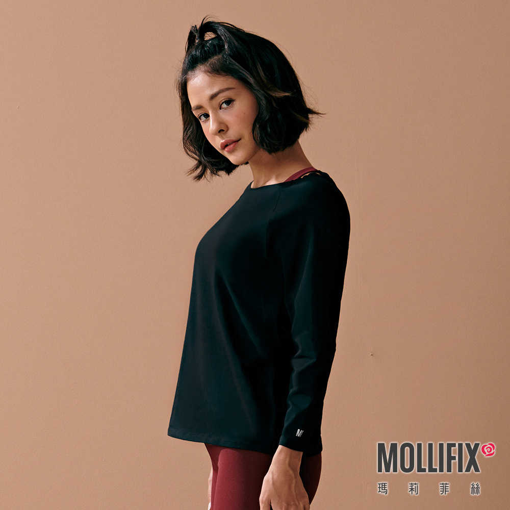 MOLLIFIX 後交疊垂墜7分袖上衣
