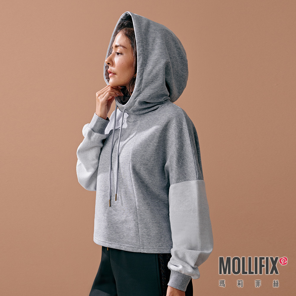 MOLLIFIX 線圈棉拼接連帽上衣