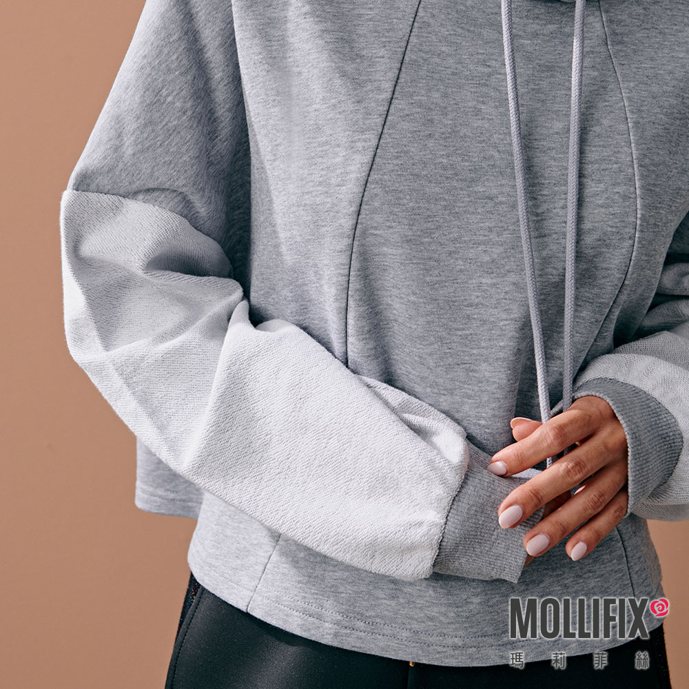 MOLLIFIX 線圈棉拼接連帽上衣