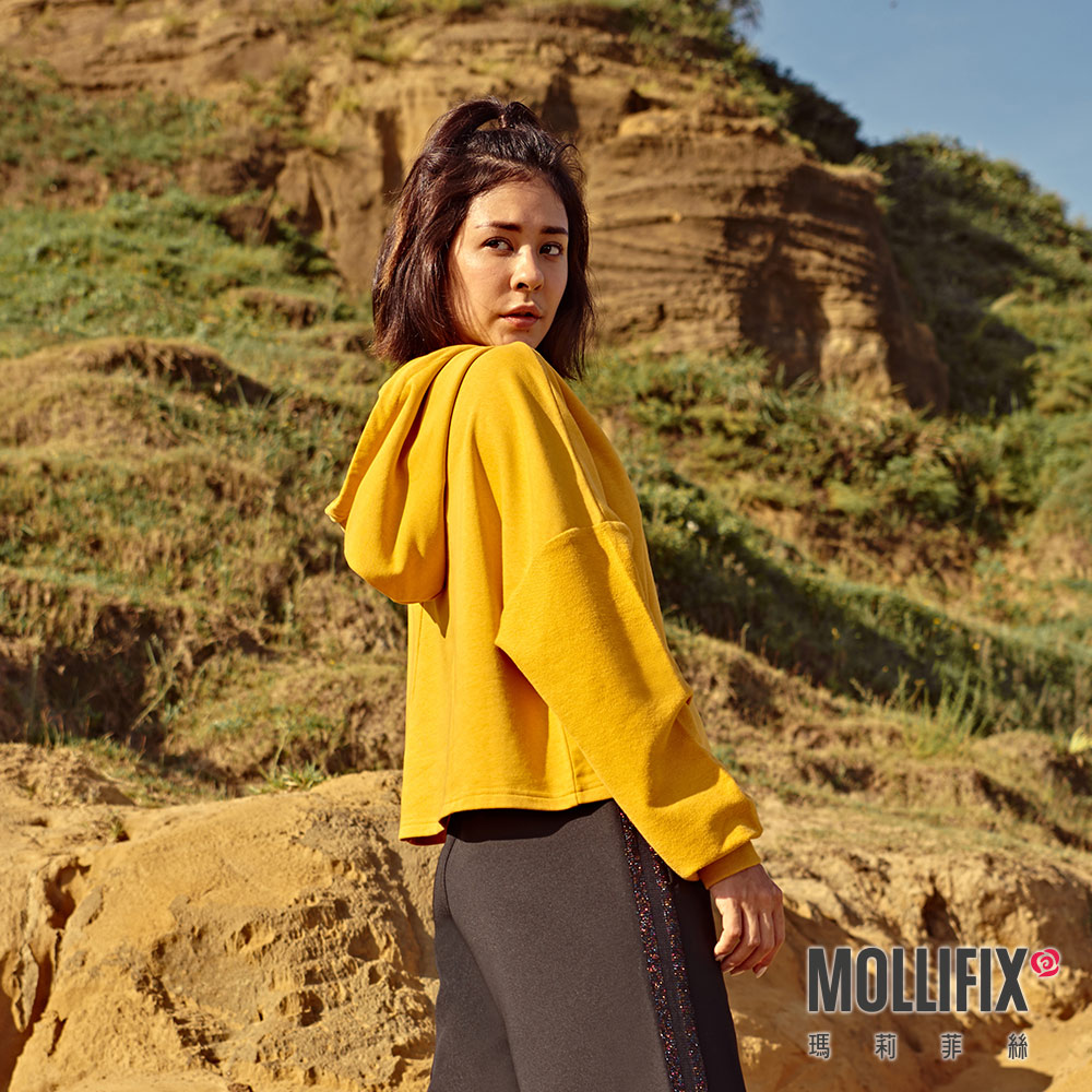 MOLLIFIX 線圈棉拼接連帽上衣
