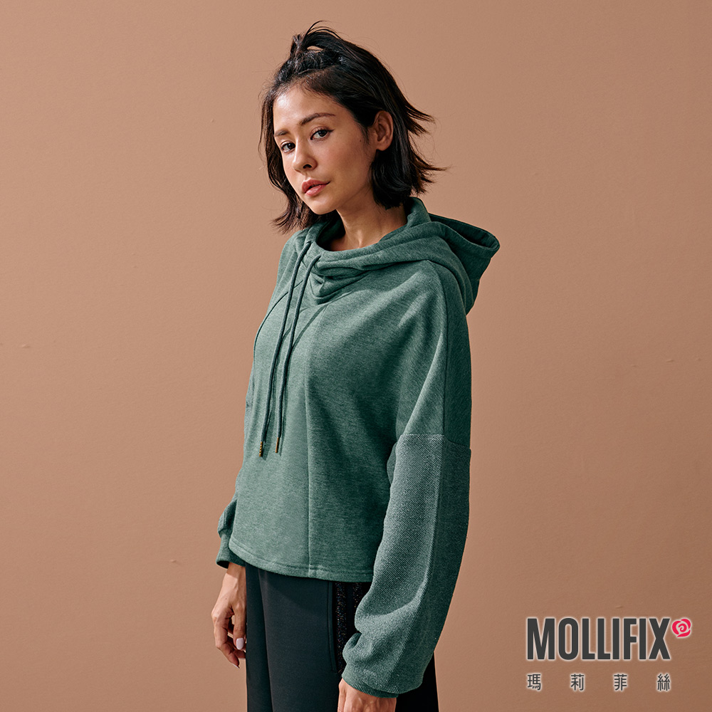 MOLLIFIX 線圈棉拼接連帽上衣