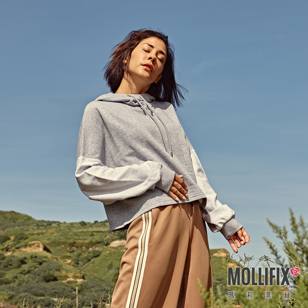 MOLLIFIX 線圈棉拼接連帽上衣