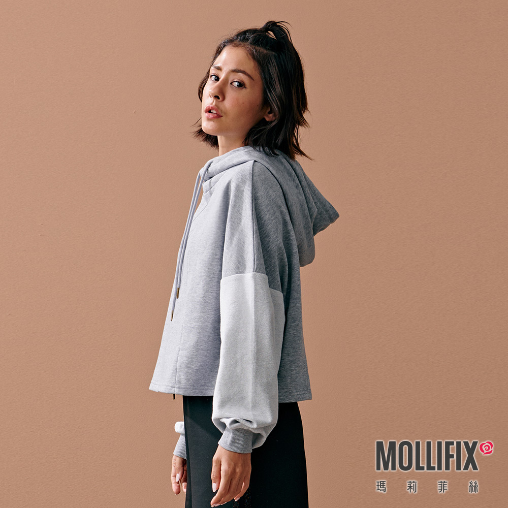 MOLLIFIX 線圈棉拼接連帽上衣