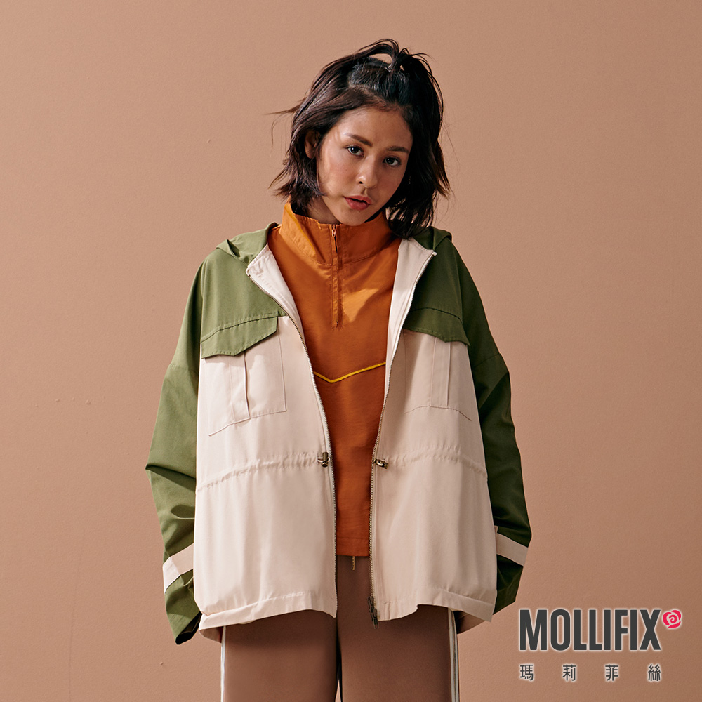 MOLLIFIX 率性抽繩短風衣外套