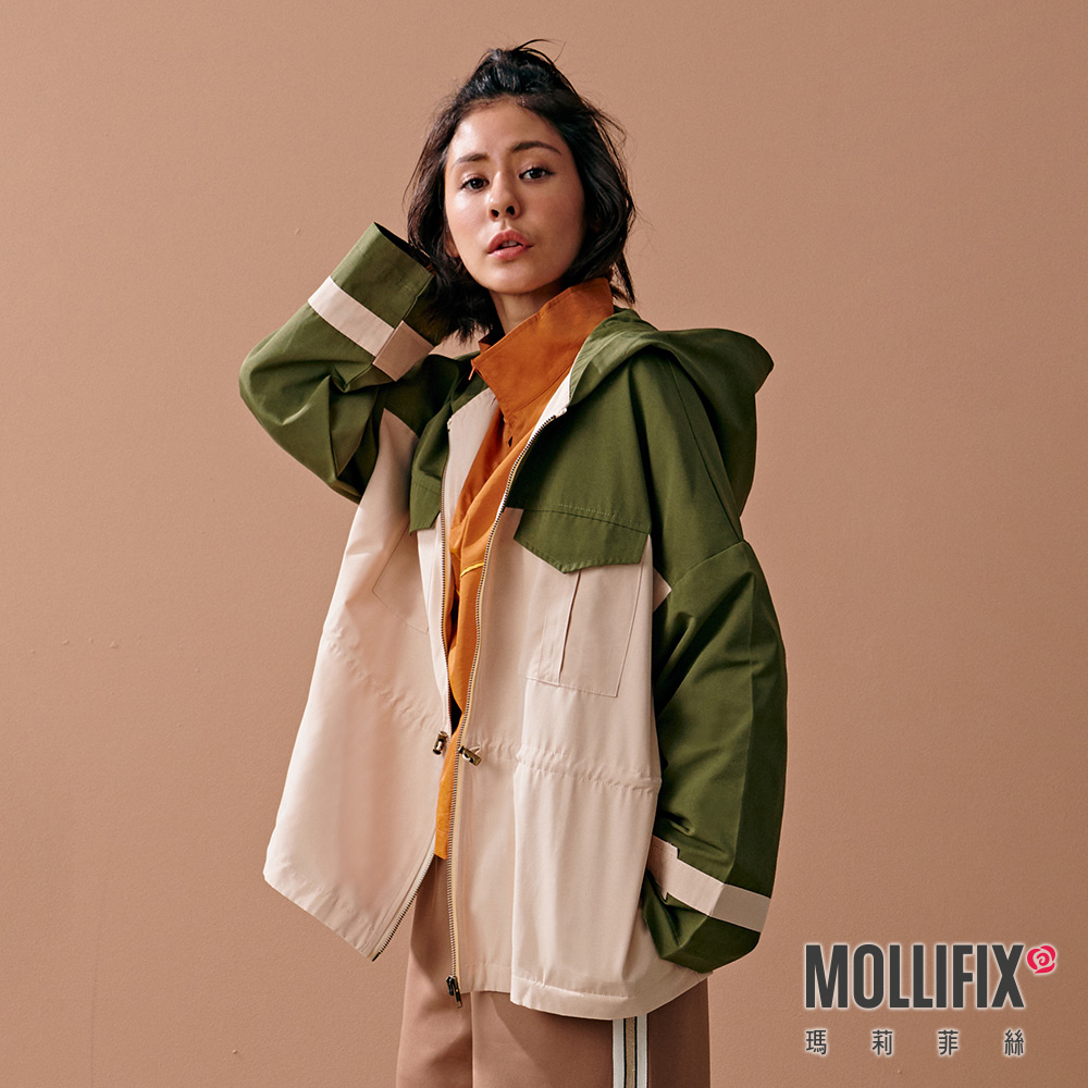 MOLLIFIX 率性抽繩短風衣外套