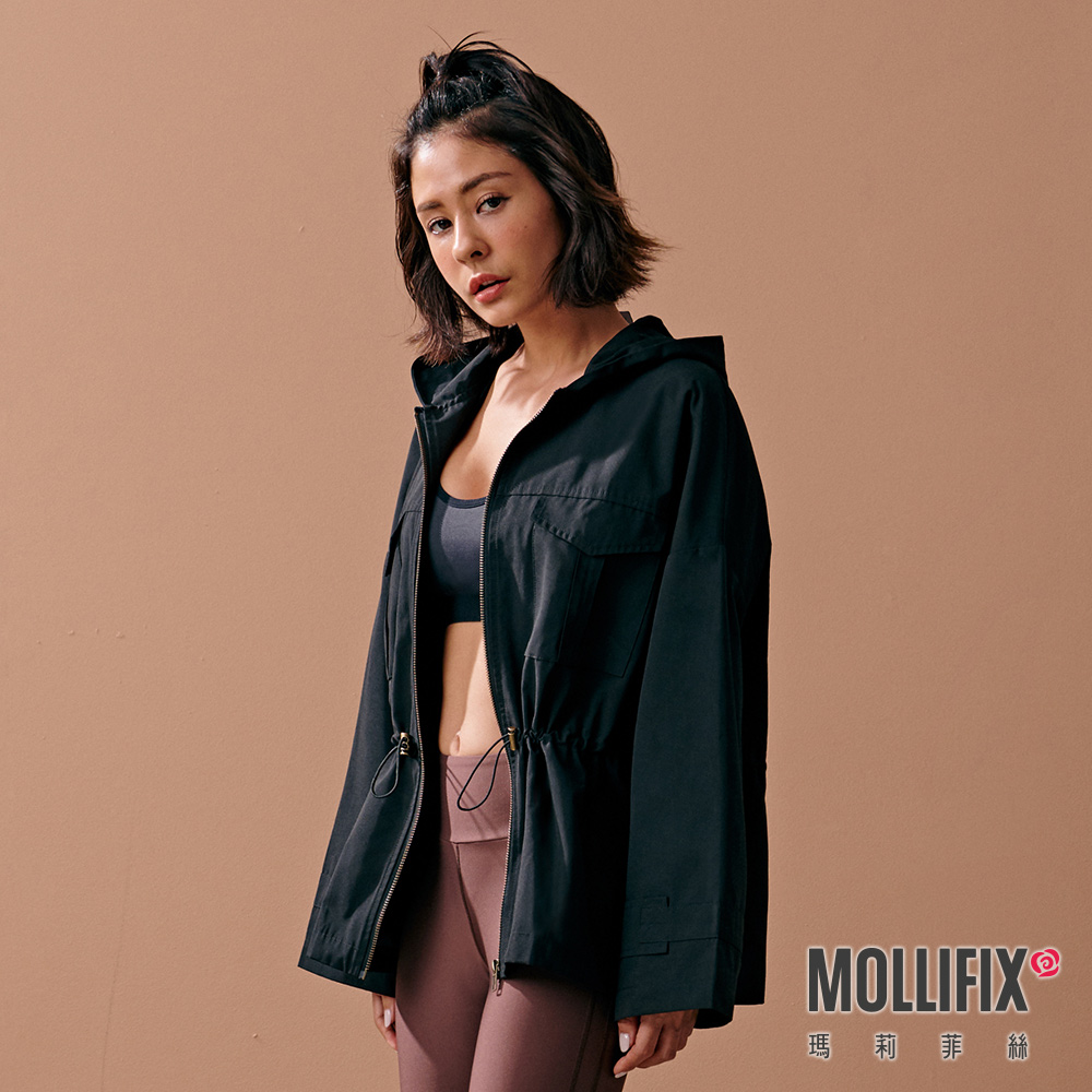 MOLLIFIX 率性抽繩短風衣外套