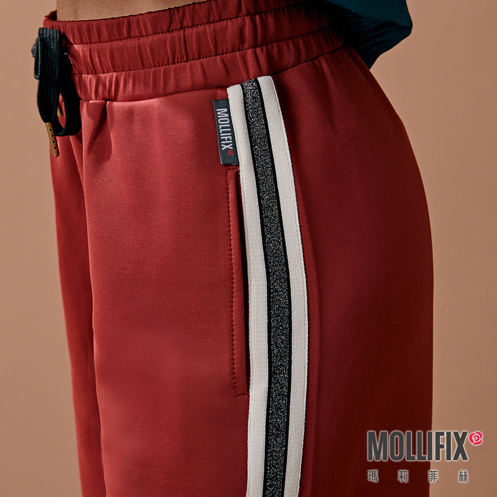 MOLLIFIX 閃閃織帶開岔壓釦寬褲