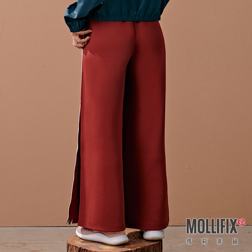 MOLLIFIX 閃閃織帶開岔壓釦寬褲