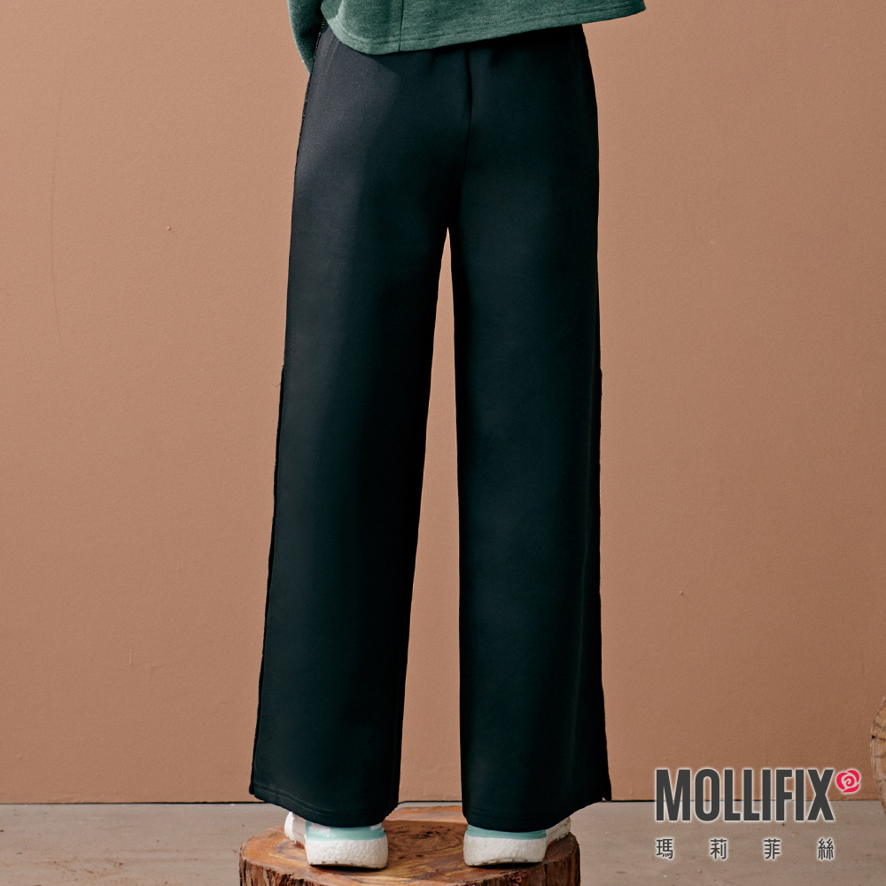 MOLLIFIX 閃閃織帶開岔壓釦寬褲