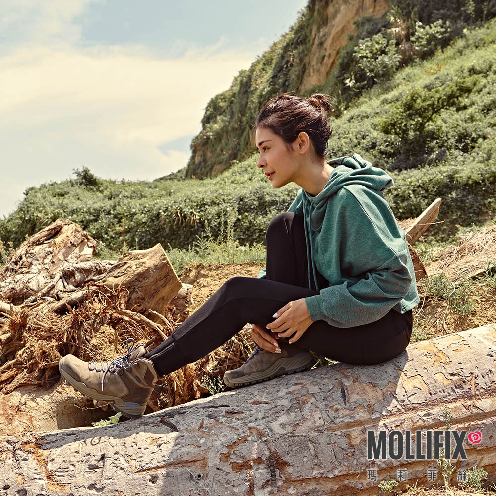 MOLLIFIX 高腰螺紋拉鍊縮口休閒褲