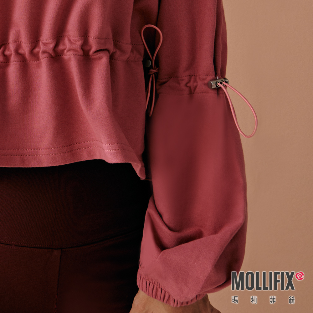MOLLIFIX 抽繩縮腰短版長袖上衣