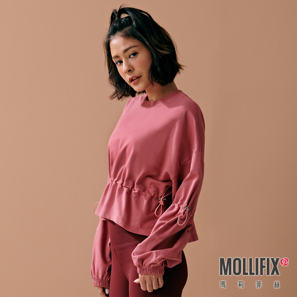 MOLLIFIX 抽繩縮腰短版長袖上衣