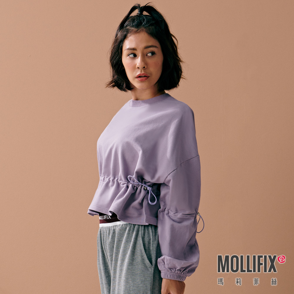 MOLLIFIX 抽繩縮腰短版長袖上衣