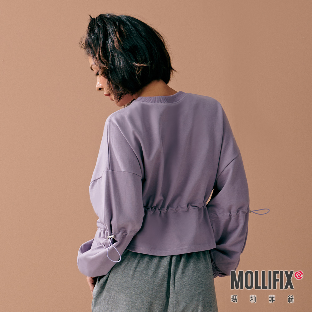 MOLLIFIX 抽繩縮腰短版長袖上衣