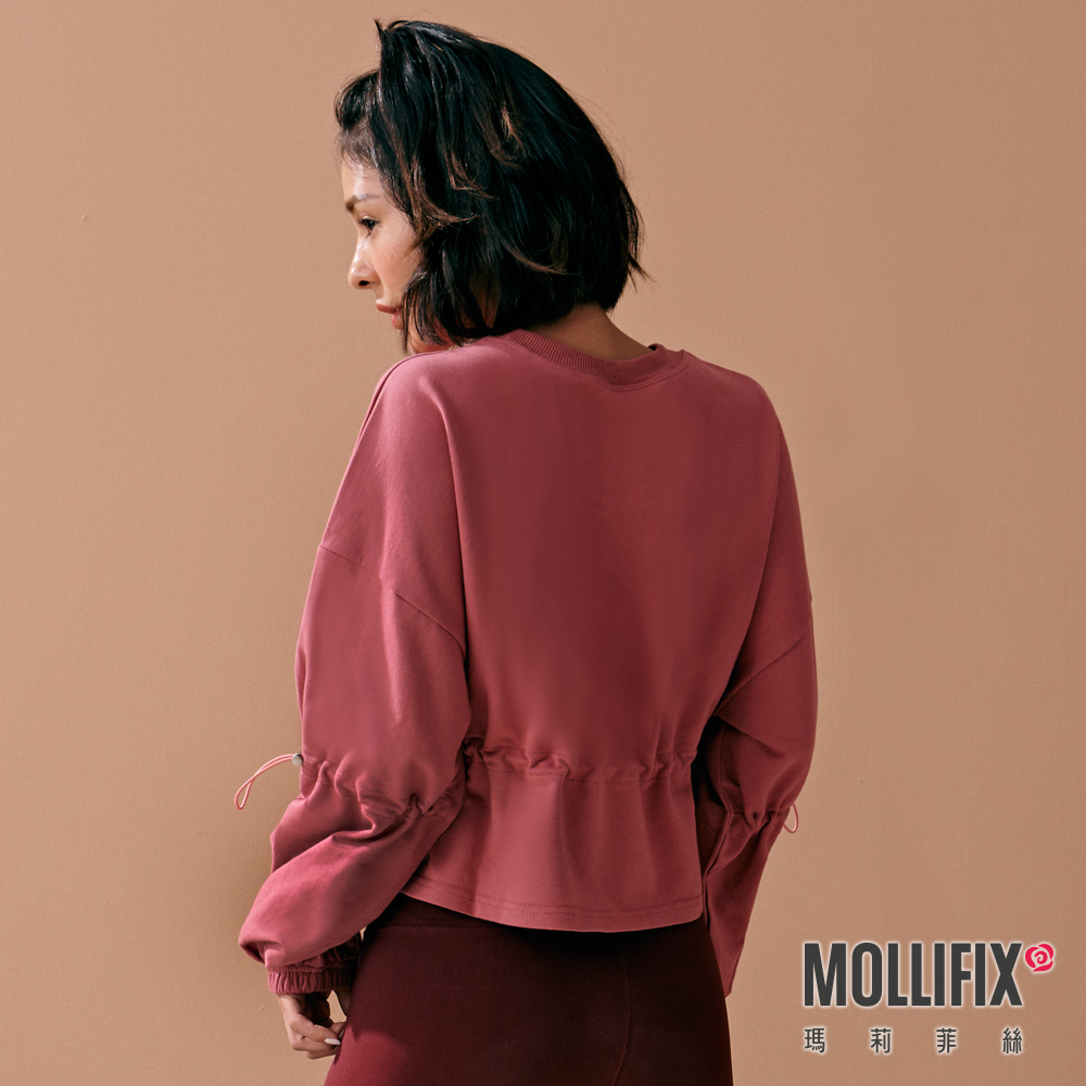 MOLLIFIX 抽繩縮腰短版長袖上衣