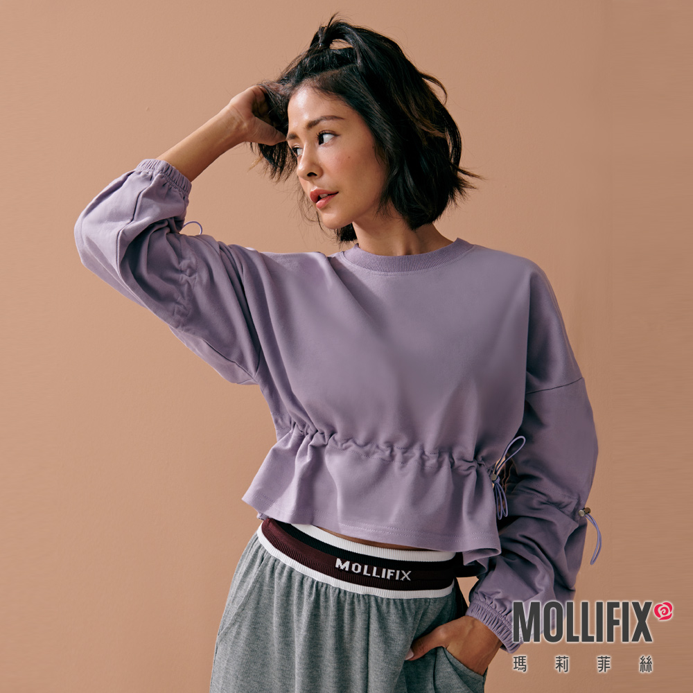 MOLLIFIX 抽繩縮腰短版長袖上衣