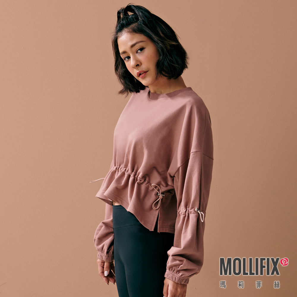 MOLLIFIX 抽繩縮腰短版長袖上衣