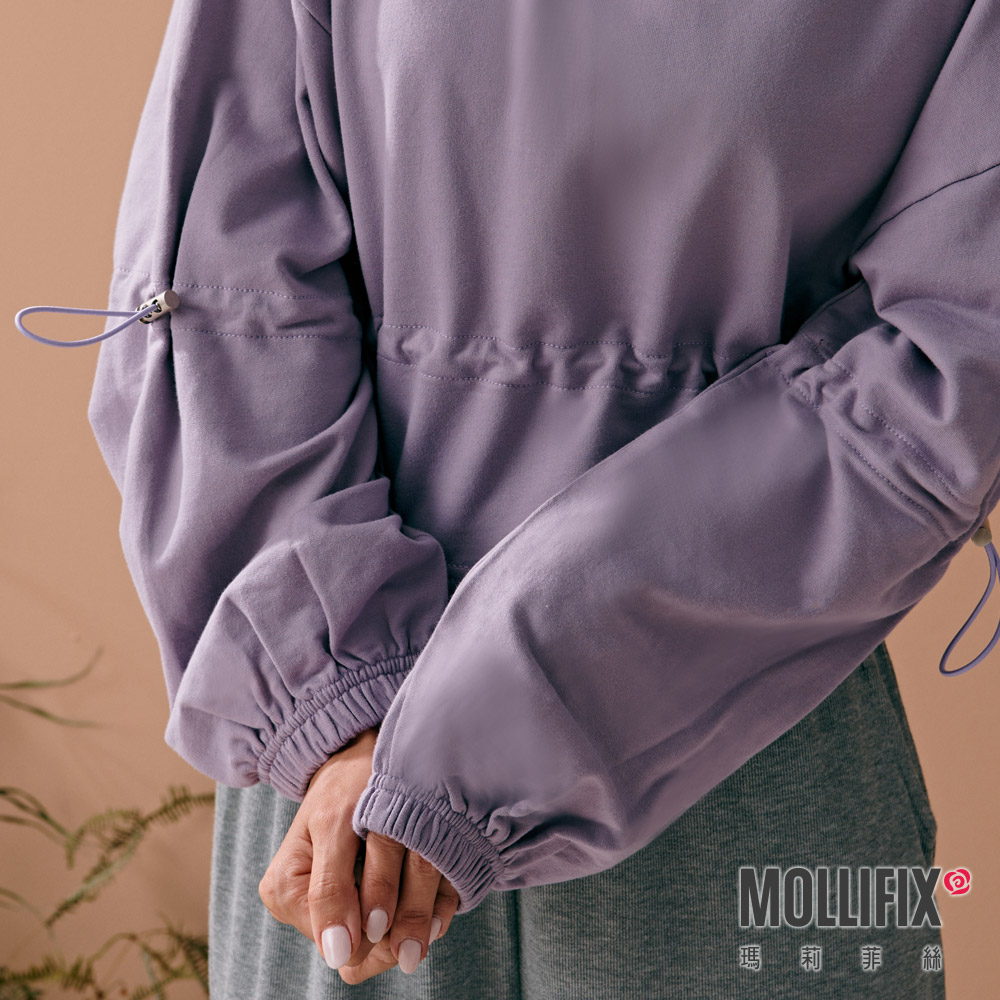 MOLLIFIX 抽繩縮腰短版長袖上衣