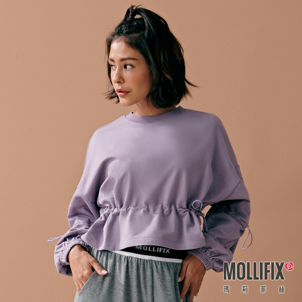 MOLLIFIX 抽繩縮腰短版長袖上衣