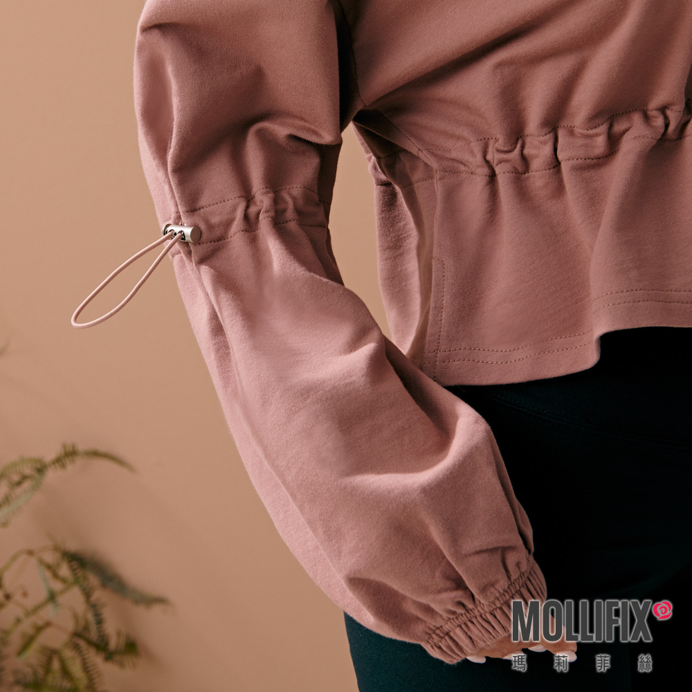 MOLLIFIX 抽繩縮腰短版長袖上衣