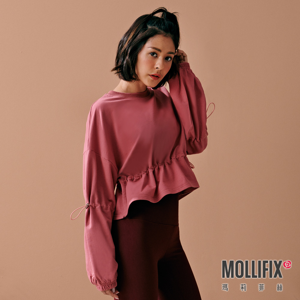 MOLLIFIX 抽繩縮腰短版長袖上衣