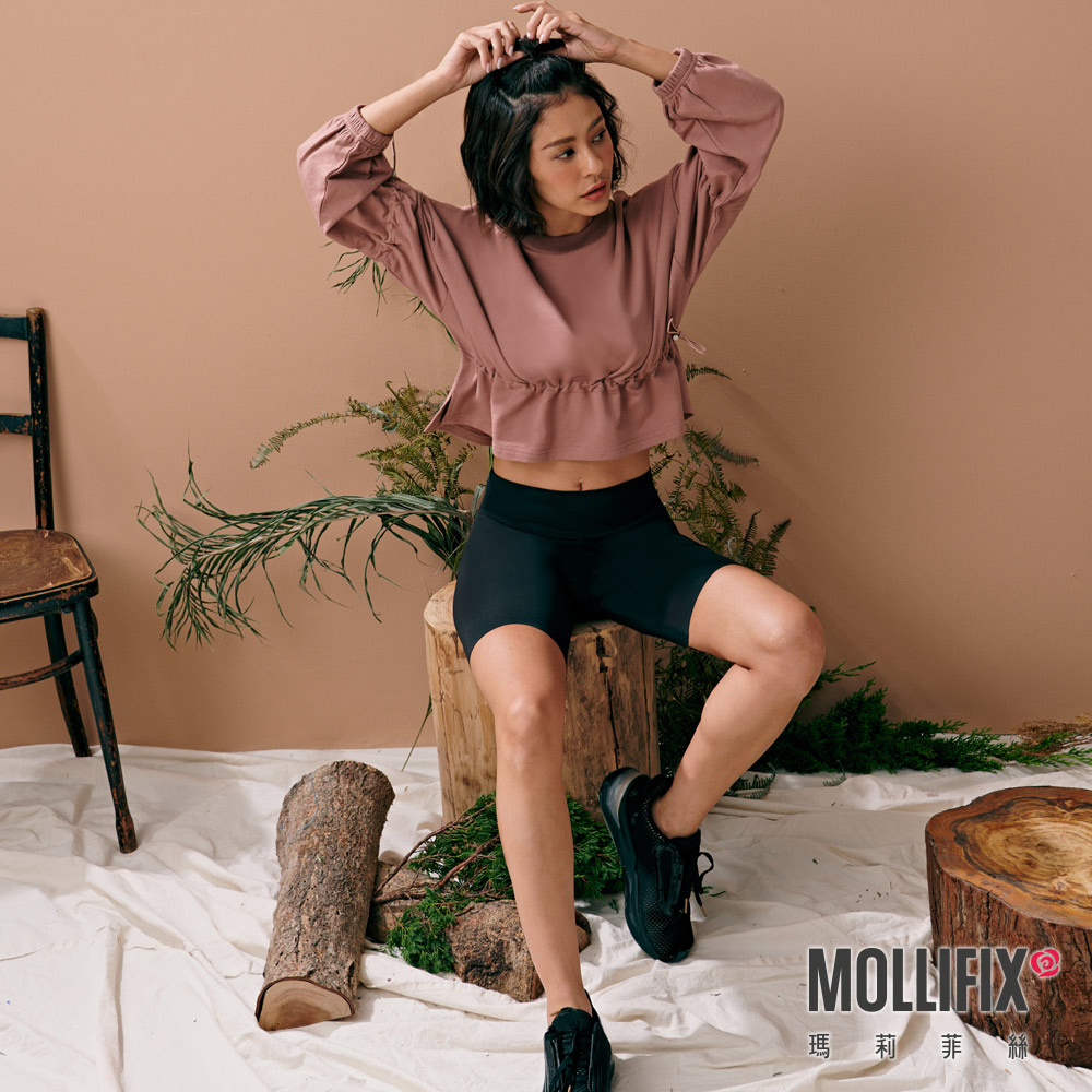 MOLLIFIX 抽繩縮腰短版長袖上衣