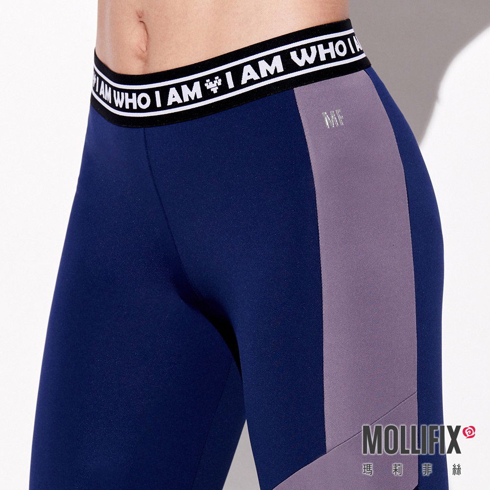 MOLLIFIX 撞色拼接褲頭織帶動塑褲