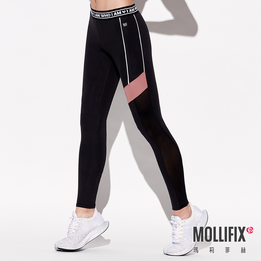 MOLLIFIX 撞色拼接褲頭織帶動塑褲