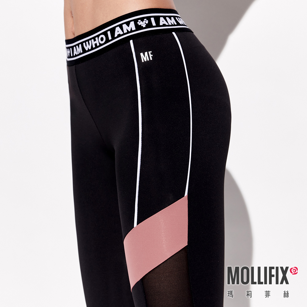 MOLLIFIX 撞色拼接褲頭織帶動塑褲